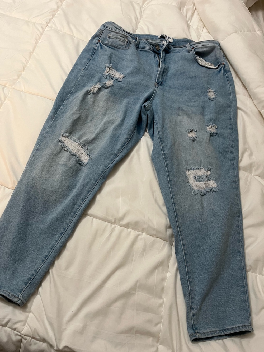 Wax Jean Light Blue Distressed Mom Jeans